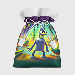 Мешок для подарков Робот-сгибальщик Бендер на планете крокодилов - не, цвет: 3D-принт