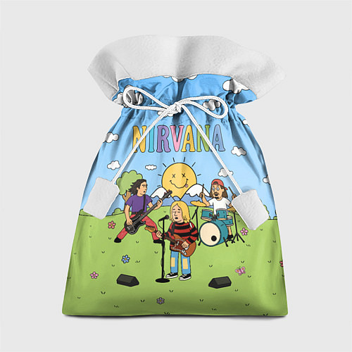 Подарочный мешок Nirvana мультяшный стиль на поляне / 3D-принт – фото 1