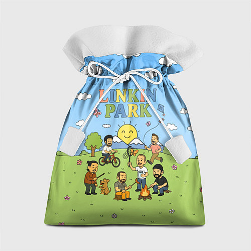 Подарочный мешок Linkin Park мультяшный стиль на поляне / 3D-принт – фото 1
