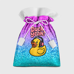 Мешок для подарков Duck yeah - утка в наушниках, цвет: 3D-принт