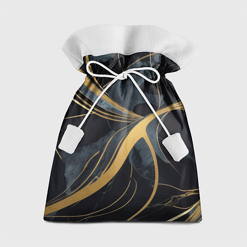Подарочный мешок Мраморный узор с золотыми полосками / 3D-принт – фото 1