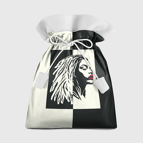 Подарочный мешок Девушка с дредами на темно-зеленом / 3D-принт – фото 1