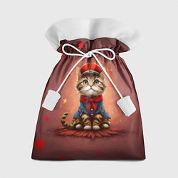 Мешок для подарков Котенок красноармеец, цвет: 3D-принт