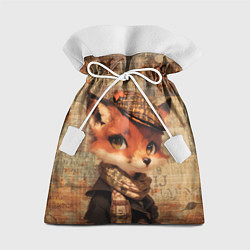 Мешок для подарков Лисенок на винтажном фоне, цвет: 3D-принт