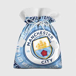 Мешок для подарков Манчестер Сити надписи и логотип, цвет: 3D-принт