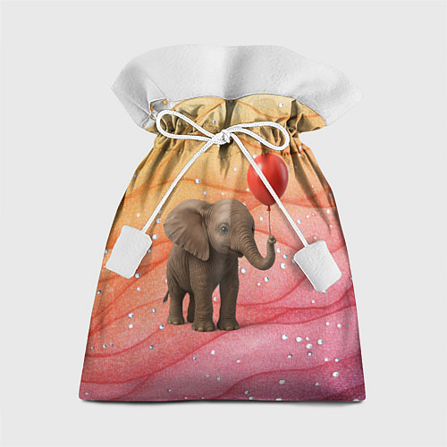 Подарочный мешок Слоненок с красным воздушным шариком / 3D-принт – фото 1