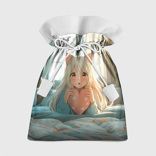 Подарочный мешок Аниме девушка в кровати с сердцем / 3D-принт – фото 1
