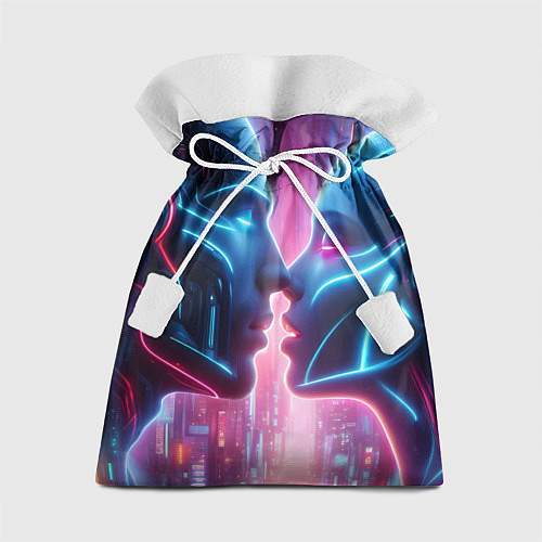 Подарочный мешок Cyber love - metropolis neon glow / 3D-принт – фото 1
