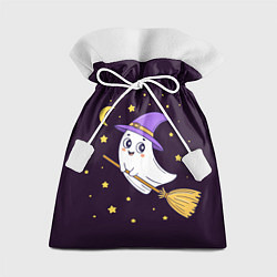 Мешок для подарков Хэллоуин, привидение на метле, звезды, цвет: 3D-принт