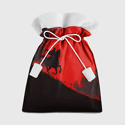 Мешок для подарков Лошадь скачет на красном фоне, цвет: 3D-принт