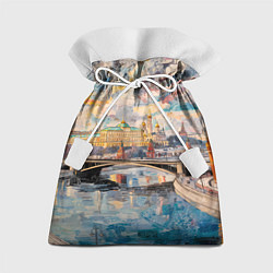 Мешок для подарков Зимняя Москва с абстрактным небом, цвет: 3D-принт