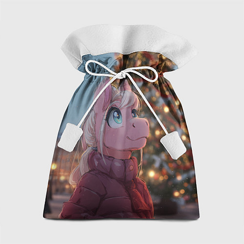 Подарочный мешок Лошадка у новогодней елки / 3D-принт – фото 1