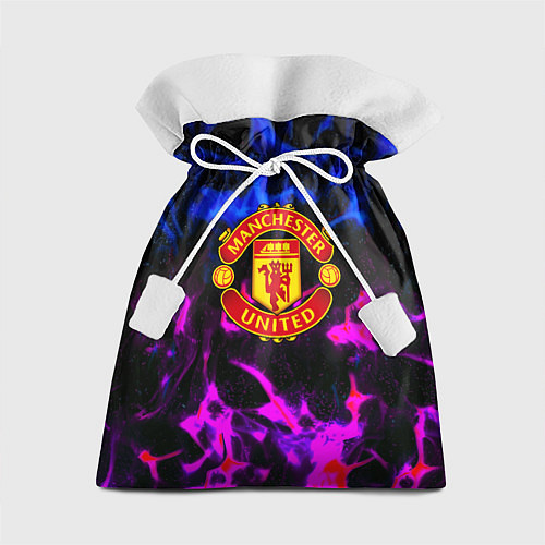 Подарочный мешок Манчестер Юнайтед огонь неон / 3D-принт – фото 1
