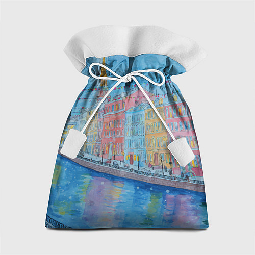 Подарочный мешок Новогодний рисованный Санкт-Петербург / 3D-принт – фото 1