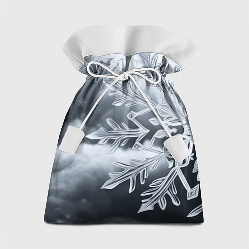 Подарочный мешок Снежинка на черно белое / 3D-принт – фото 1