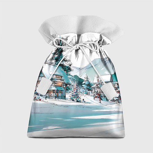 Подарочный мешок Дома и елки - Новый год / 3D-принт – фото 1