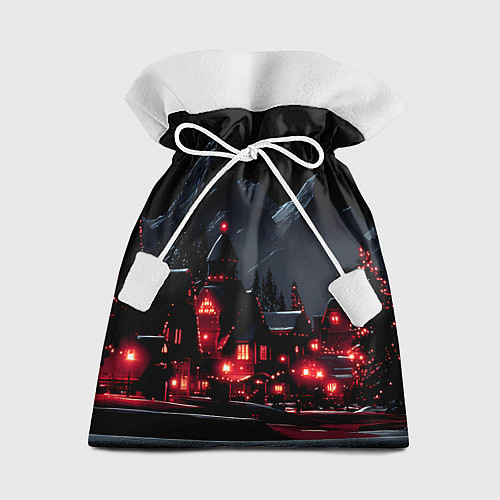 Подарочный мешок Новогодняя ночь и красные гирлянды / 3D-принт – фото 1