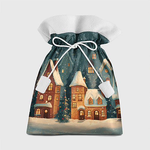 Подарочный мешок Сказочный Новогодний городок / 3D-принт – фото 1