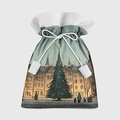 Подарочный мешок Новогодняя елка во дворе / 3D-принт – фото 1