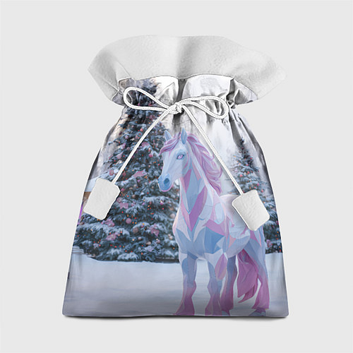 Подарочный мешок Геометрическая новогодняя лошадка / 3D-принт – фото 1