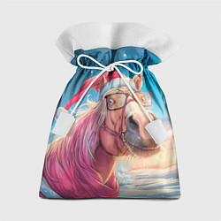 Мешок для подарков Новогодняя лошадь в очках, цвет: 3D-принт