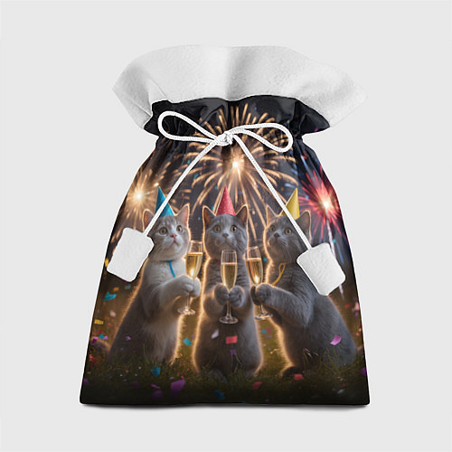 Подарочный мешок Праздничные коты / 3D-принт – фото 1