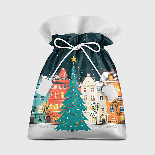Подарочный мешок Новогодняя ночь в городе / 3D-принт – фото 1