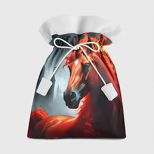 Подарочный мешок Огненная лошадь на сером / 3D-принт – фото 1