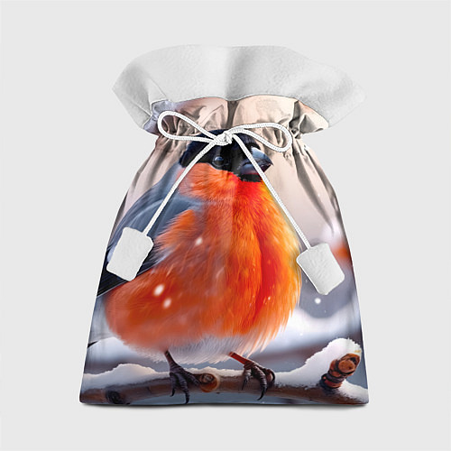 Подарочный мешок Снегирь на зимней ветке / 3D-принт – фото 1