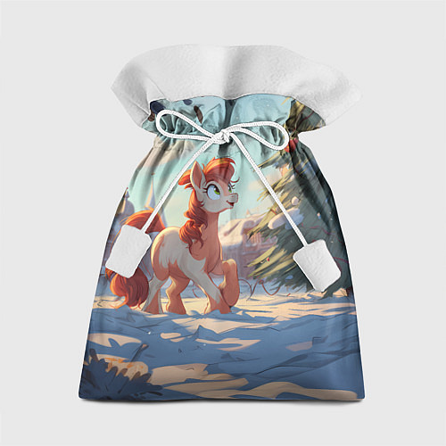 Подарочный мешок Лошадка любуется елкой / 3D-принт – фото 1