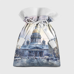 Мешок для подарков Санкт-Петербург зимний город, цвет: 3D-принт