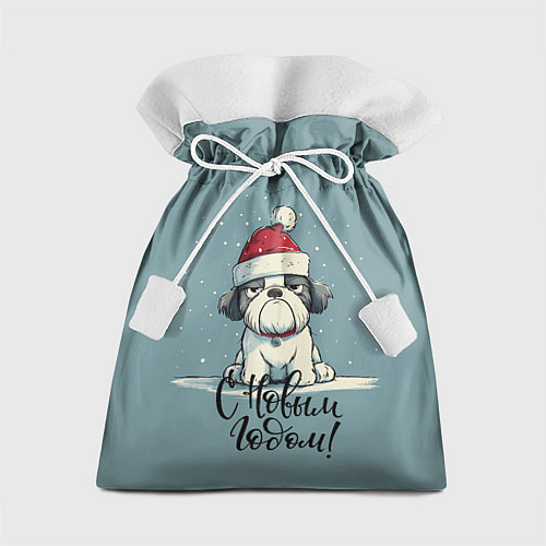 Подарочный мешок С Новым годом - карикатурная собачка / 3D-принт – фото 1