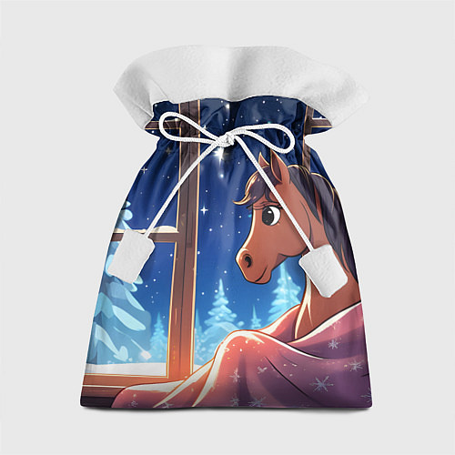 Подарочный мешок Лошадка зимней звездной ночью / 3D-принт – фото 1