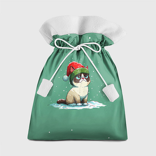Подарочный мешок Новогодний мем котик / 3D-принт – фото 1