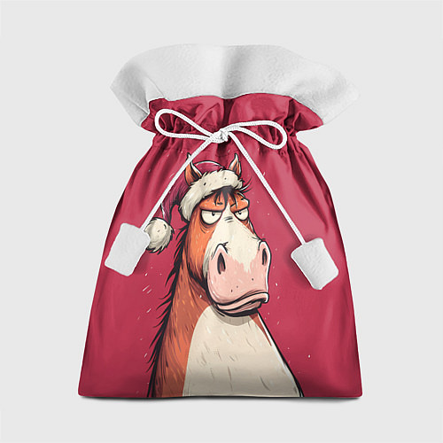 Подарочный мешок Комичная новогодняя лошадь / 3D-принт – фото 1
