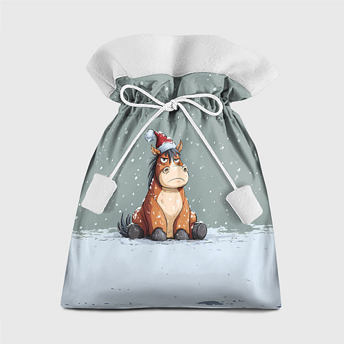Подарочный мешок Лошадка на фоне снегопада / 3D-принт – фото 1