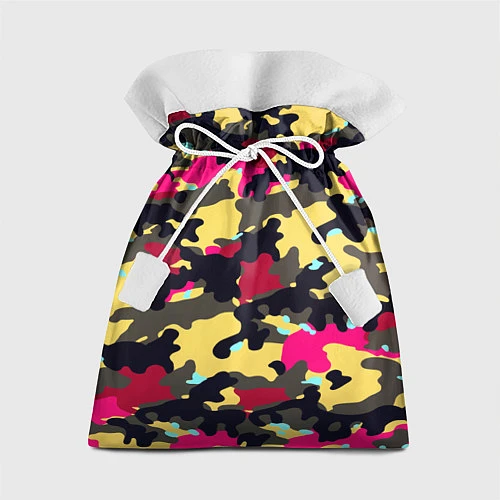 Подарочный мешок Камуфляж: желтый/черный/розовый / 3D-принт – фото 1