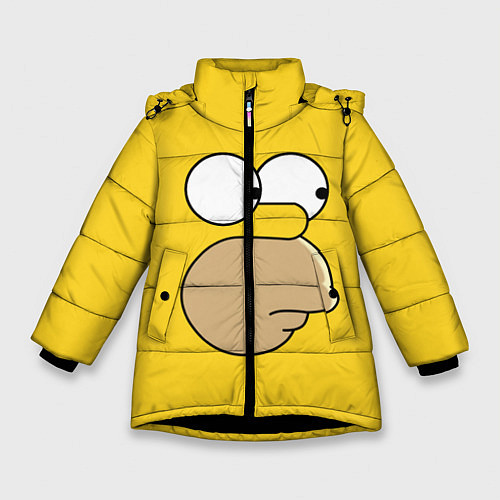 Зимняя куртка для девочки Лицо Гомера / 3D-Черный – фото 1