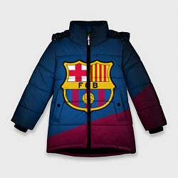 Куртка зимняя для девочки FCB Barcelona, цвет: 3D-черный