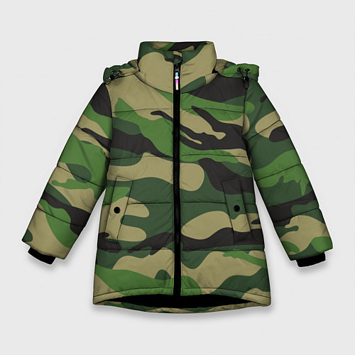 Зимняя куртка для девочки Камуфляж: хаки/зеленый / 3D-Черный – фото 1