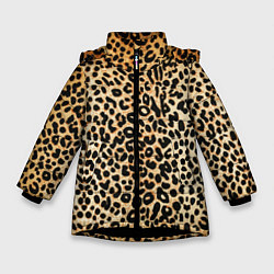 Куртка зимняя для девочки Гепард (шкура), цвет: 3D-черный
