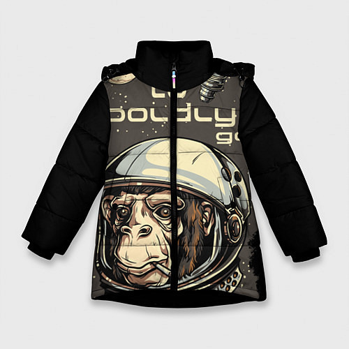 Зимняя куртка для девочки Monkey: to boldly go / 3D-Черный – фото 1