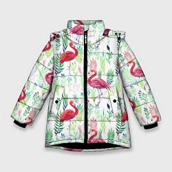 Зимняя куртка для девочки Цветы и бабочки 2