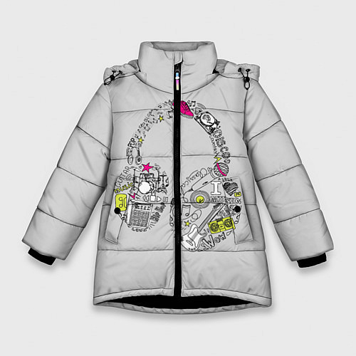 Зимняя куртка для девочки Музыка улиц / 3D-Черный – фото 1