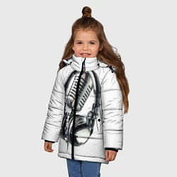 Куртка зимняя для девочки Диджей, цвет: 3D-черный — фото 2