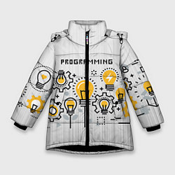 Куртка зимняя для девочки Программирование 1, цвет: 3D-черный