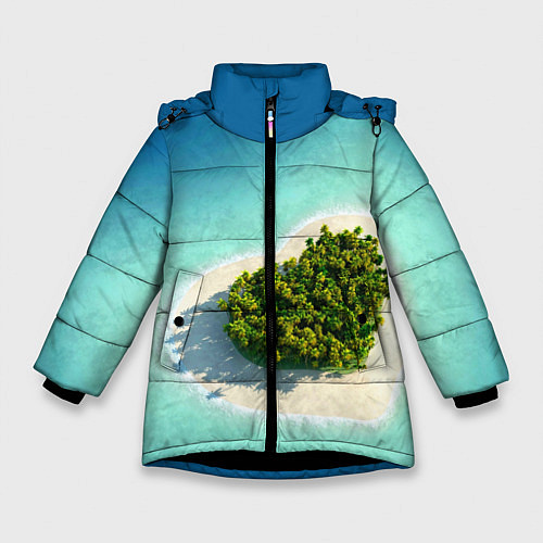 Зимняя куртка для девочки Остров / 3D-Черный – фото 1