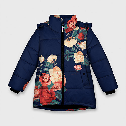 Зимняя куртка для девочки Fashion flowers / 3D-Черный – фото 1