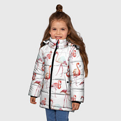Куртка зимняя для девочки Действия фламинго, цвет: 3D-черный — фото 2
