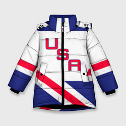 Куртка зимняя для девочки Сборная USA: домашняя форма, цвет: 3D-черный